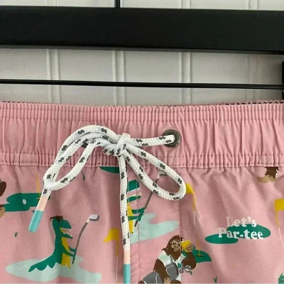Party Pants Men’s Pink Let’s Par-Tee Golf Print Swim Trunks Board Shorts Large - Picture 5 of 12